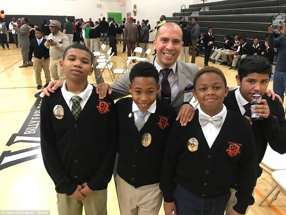 Jason Rodriguez (center), the assistant chief of police for the Dallas ISD Police Department, participated in the event. He shared this photo on Twitter