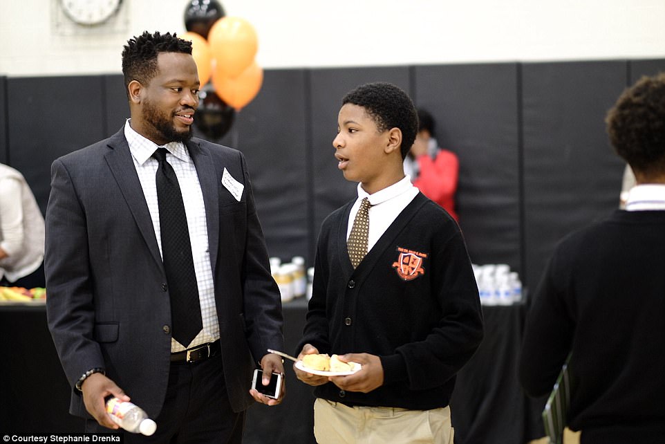 The mentors and students had breakfast together while they chatted 