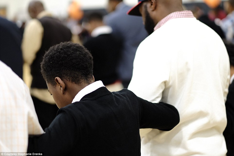 'I will never forget witnessing the young students surrounded by supportive community members. There were so many volunteers, that at times I saw young men huddled in the center of 4-5 mentors,' Drenka wrote